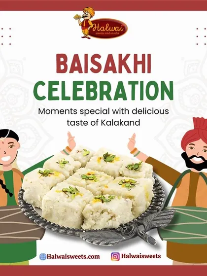 Celebrate Baisakhi with the delicious taste of our Kalakand. This milky, grainy sweet makes every moment of the harvest festival special.
