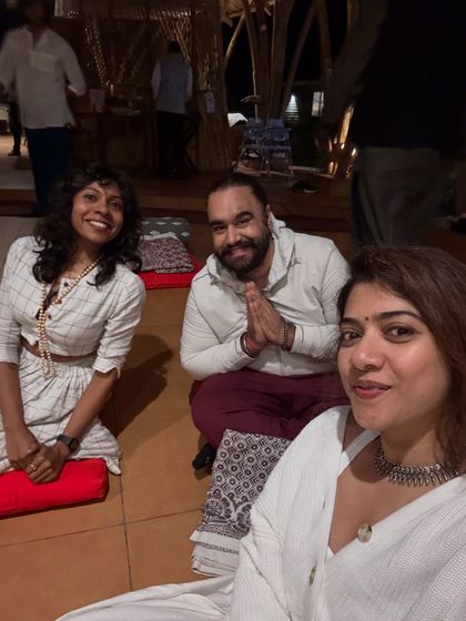 A selfie with fellow participants during a full moon gathering. These moments of shared joy and spiritual connection are what make the sangha so special.