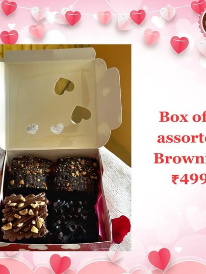 For the ultimate brownie lover, this box of four assorted brownies comes in a special Valentine's box with heart-shaped cutouts.