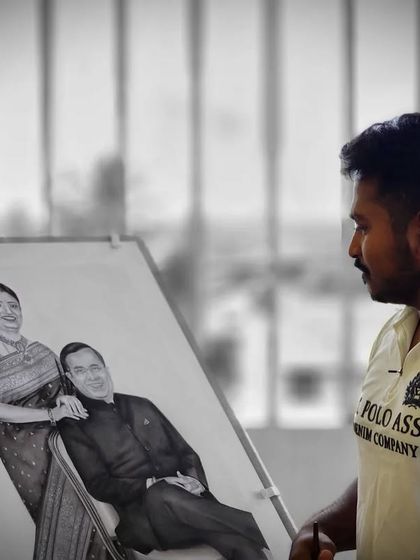 Me at my drawing board, adding the final touches to this complex and rewarding piece.