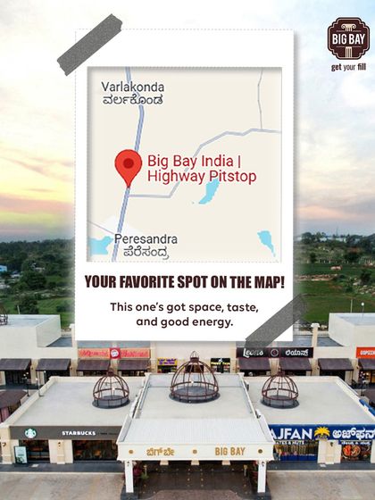 We're your favorite spot on the map. This aerial view shows our prime location on the highway, offering space, taste, and good energy.