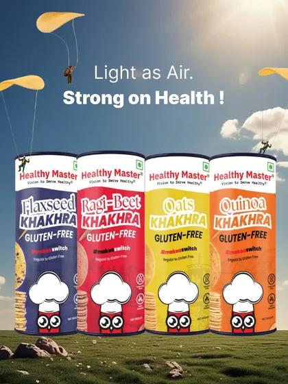 Experience a snack that is as light as air but strong on health. Our range of gluten free khakhras, including Flaxseed, Ragi Beet, Oats, and Quinoa, are baked to perfection for a satisfying crunch without the guilt.