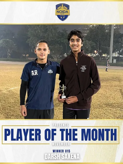 Darsh Saxena, our U15 Player of the Month for November. We reward the players who go above and beyond in training and matches.