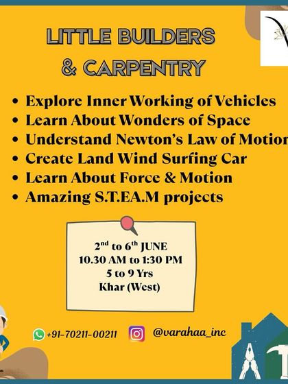 In our "Little Builders & Carpentry" camp, young engineers explore everything from the inner workings of vehicles to Newton's Laws of Motion. It's a week of amazing STEAM projects, including creating a land wind-surfing car.