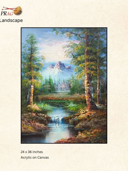 This realistic landscape painting is given a classic treatment with a simple black frame. This choice enhances the sense of depth and perspective in the artwork, drawing the viewer into the scene.