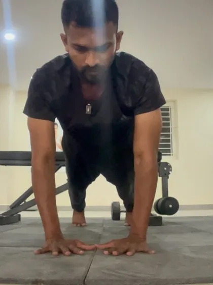 A diamond pushup, which targets the triceps. This variation is a great way to build arm strength for poses like Chaturanga Dandasana.