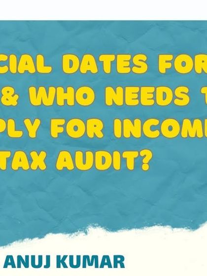 This thumbnail is for our video explaining the tax audit process under Section 44AB of the Income Tax Act. We cover the crucial dates and clarify who needs to comply with income tax audit requirements.