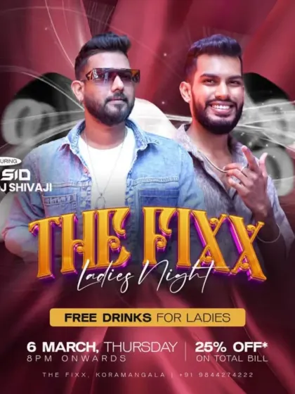 Another Ladies Night flyer, this time sharing the console with DJ Shivaji. We always bring the energy.