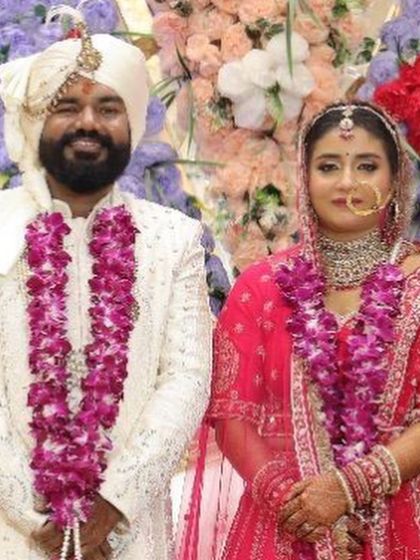 A close-up of the bride and groom.