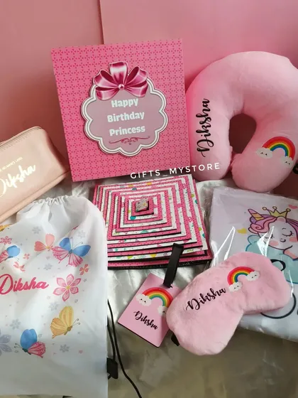 All the cute and quirky birthday gifts for your daughter! I customized this whole pink-themed gift set for a lovely girl.