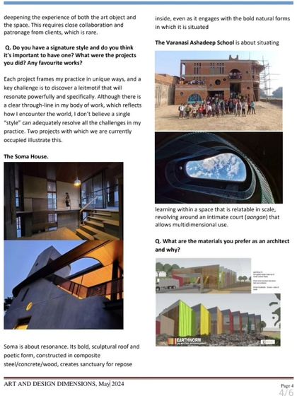 In this article, I discuss two key projects: the Soma House, a sanctuary for repose, and the Ashadeep School, a space for relational learning. Each project, though different, reflects my core belief in creating architecture with a clear purpose.