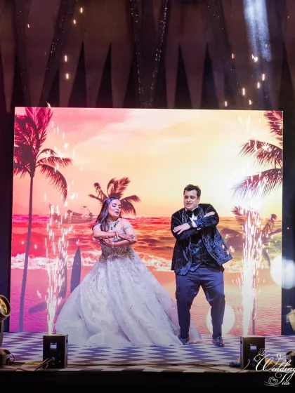 The couple takes center stage for their Sangeet performance. We work with choreographers and design dynamic LED backdrops to make your dance a highlight of the night.