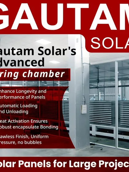 Our advanced curing chamber enhances the longevity and performance of our panels. With automatic loading, heat activation for robust bonding, and uniform pressure, we ensure a flawless finish for our modules, making them ideal for large projects.