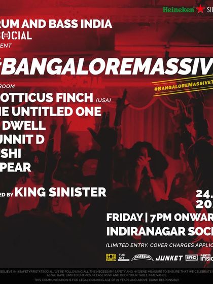 The poster for the Bangalore Massive one year anniversary party.