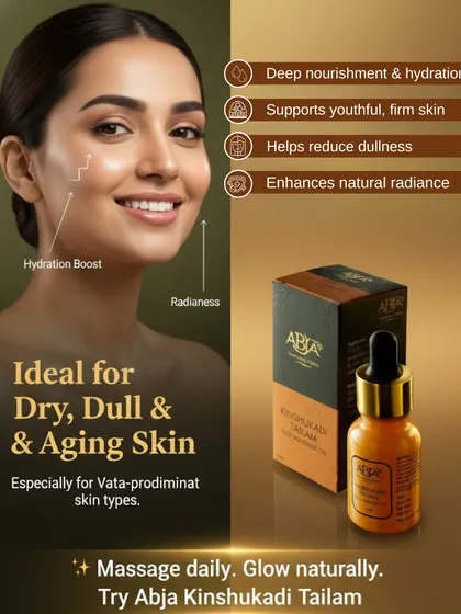 Ideal for dry, dull, and aging skin, my Kinshukadi Tailam provides deep nourishment and supports youthful, firm skin.