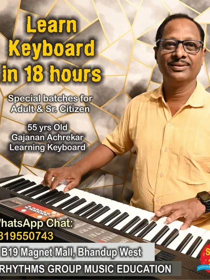 Meet 55-year-old Gajanan Achrekar, another student from our "Learn Keyboard in 18 hours" program. His dedication shows that with the right guidance, anyone can learn to play an instrument.