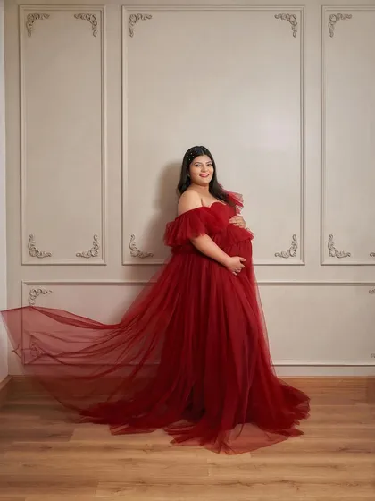 The Lorna gown in motion. The lightweight tulle trail flows beautifully, creating a sense of movement and grace in your photos.