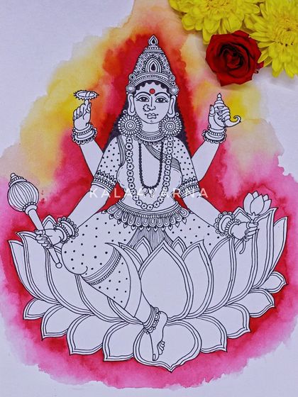 Devi Siddhidatri, the ninth and final form of Navadurga, is the bestower of all siddhis (supernatural powers). She is shown seated on a lotus, radiating divine energy.