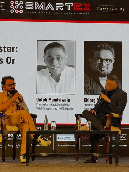 On stage at Smartex 2025, discussing disaster-resilient architecture with my colleague.