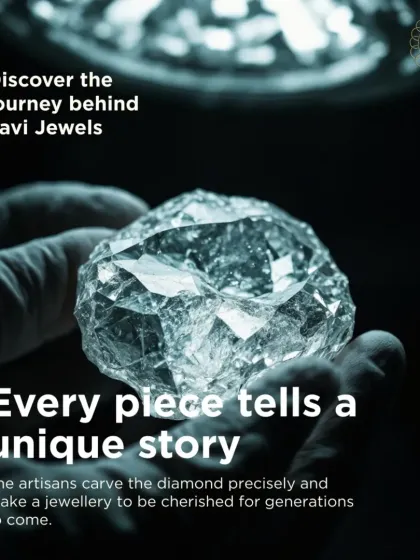 The journey of a diamond is remarkable. This image shows a rough, uncut diamond held by an artisan, symbolizing the raw potential within. We take these natural wonders and, through precise carving and setting, create a piece of jewellery to be cherished for generations.