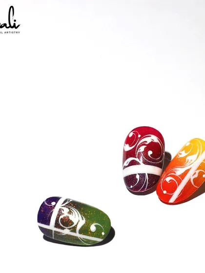 A clean, professional shot of the ombre swirl designs.