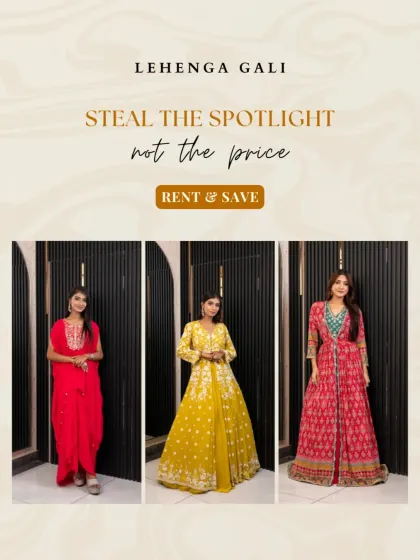 Steal the spotlight, not the price. Our festive collection includes vibrant Indo-Western outfits like these, perfect for making a statement at any party.