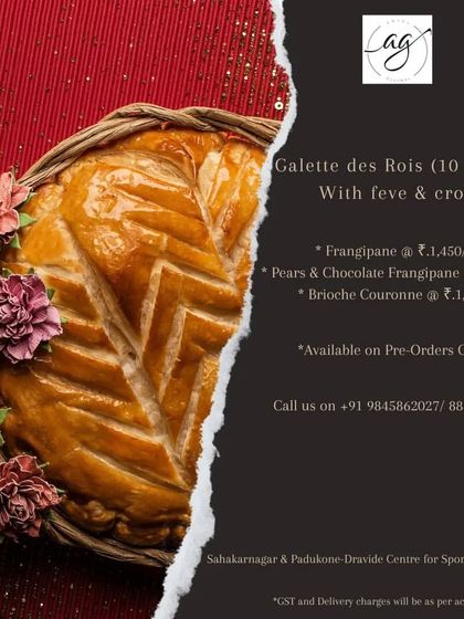 My Galette des Rois is available on pre-order for Epiphany. I offer it with a classic frangipane filling, or special versions with pears and chocolate or as a brioche.