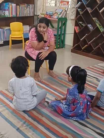 A moment of quiet contemplation as the storyteller asks the children a thoughtful question.