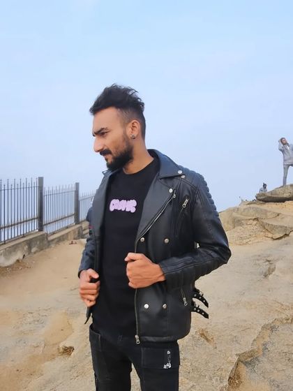 The classic black leather jacket look. It's a staple of my style, representing a timeless cool.