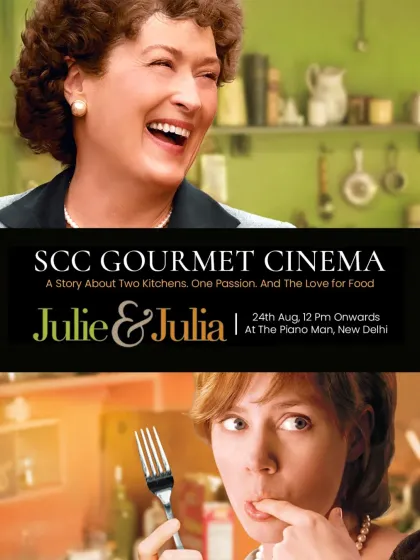 Another poster for our Julie & Julia event, capturing the infectious joy of Julia Child and the earnest passion of Julie Powell. It's a story about two kitchens, one passion, and the love for food.