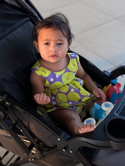 Ready for a ride in her stroller! This dress is made with breathable cotton that's soft on delicate skin, making it perfect for a full day of baby adventures.
