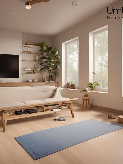 Even a living room can be designed to accommodate a yoga practice, with multi-functional furniture and a clutter-free layout.