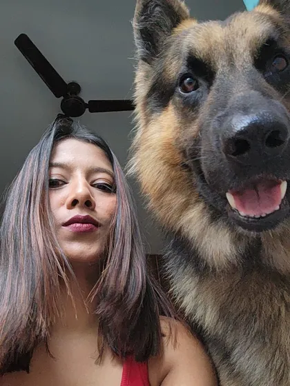 A happy, goofy selfie with Spartan. Our relationship is built on love, trust, and a lot of fun.
