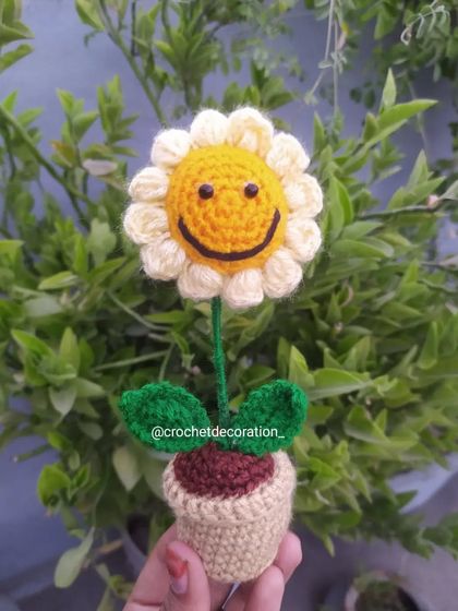 Our smiley sunflower pot, a perfect little companion for your desk.