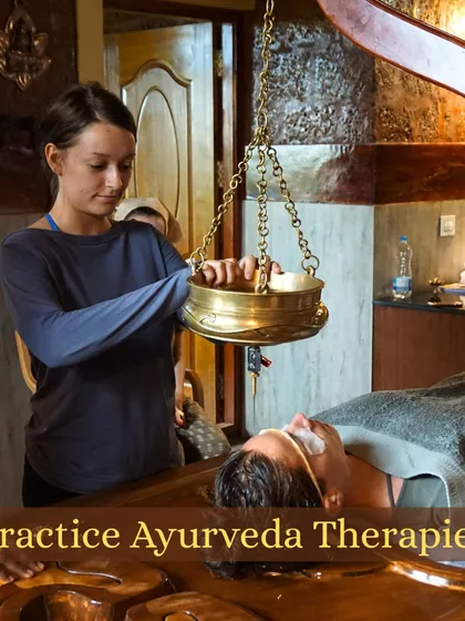 Students get hands-on experience with traditional therapies like Shirodhara. Our courses are designed to give you practical skills, empowering you to practice these ancient healing techniques for yourself and others.
