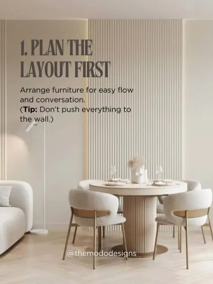 The first step to a great living room is to plan the layout. Arrange furniture for easy flow and conversation, and remember not to push everything against the walls.