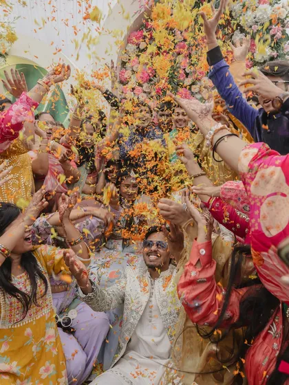 The pure, unadulterated joy of a Haldi ceremony. We dive right into the celebration to capture the energy, laughter, and colorful chaos that make these pre-wedding functions so memorable.