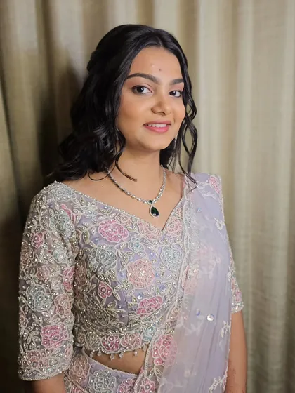 The final look for Sakshi's Roka. She looks absolutely radiant and happy, ready to celebrate her special day.
