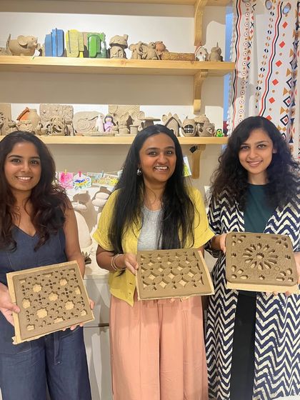 These beautiful clay cutwork tiles were created during a special workshop focused on intricate carving techniques, inspired by traditional architectural patterns.