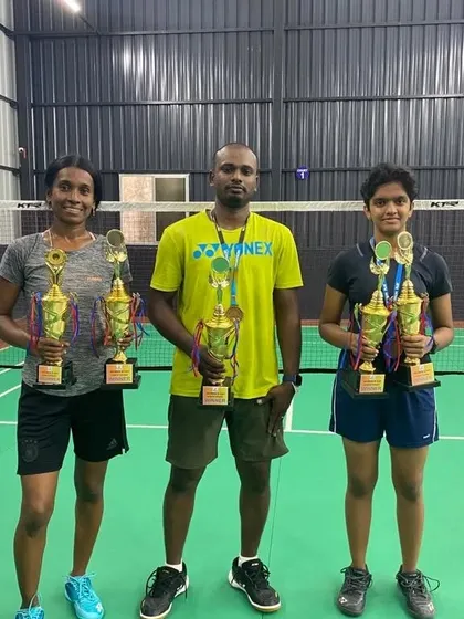 Our champions from Fame Badminton Academy celebrating their wins at the Women’s Day Badminton Tournament.