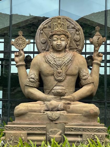 The magnificent statue of Lord Dhanvantari, the divine healer and God of Ayurveda, stands at the heart of our retreat, symbolizing our commitment to authentic healing.