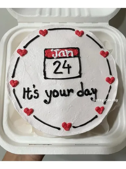 A calendar-themed bento cake to mark a special day, with 'Jan 24' circled and the message 'It's your day'.