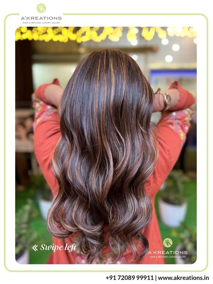 A beautiful example of our custom balayage service. We hand-painted these highlights to create a natural, sun-lit effect that blends seamlessly with the base color.