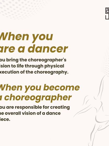 As a dancer, you execute the choreography. As a choreographer, you are responsible for creating the overall vision of a dance piece, from concept to final performance.