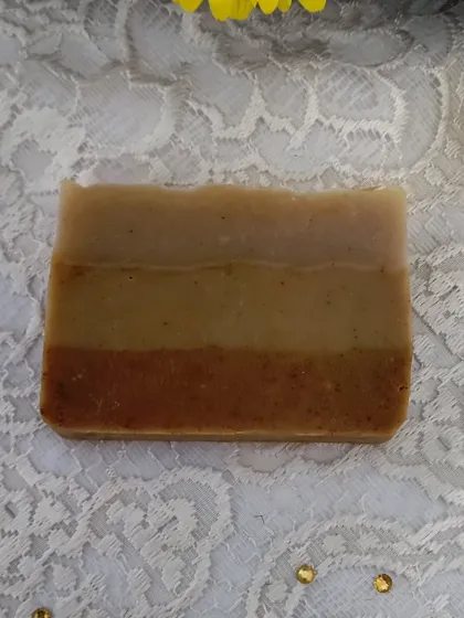 My Fresh & Juicy soap, a classic citrus bar featuring a blend of Orange, Lemon, and Grapefruit essential oils.