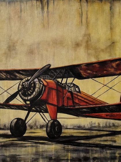An abstract painting of a vintage aircraft, sized 4x2.5 ft. I used a mix of acrylic and oil with a retro effect to give this commission work a nostalgic and moody feel, as if looking at an old photograph.