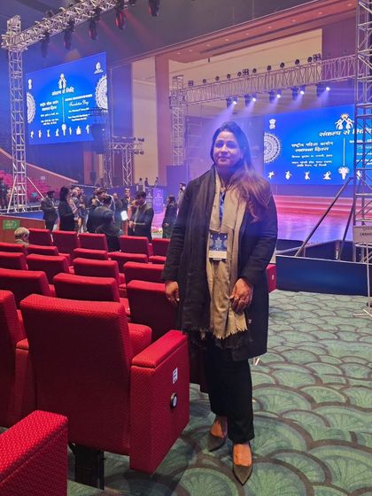 A solo picture at the NCW Foundation Day event. Being present at these national-level discussions helps shape the work we do at the local level.