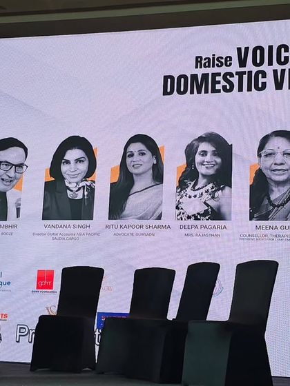 The speaker lineup for the "Raise VOICE against Domestic Violence" event. I was proud to be part of this important initiative.