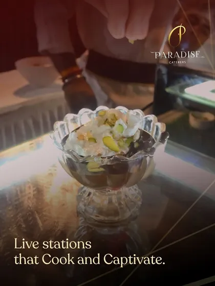 A live dessert station where our chef captivates guests by preparing a delicious ice cream creation on the spot. These interactive counters are always a highlight of the party.