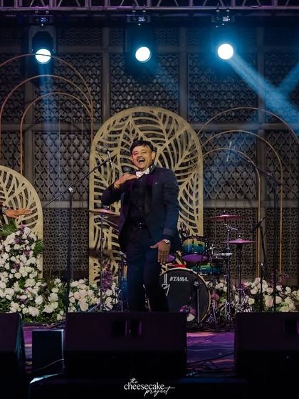 The groom's energetic dance performance with his friends at the Sangeet.